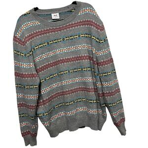 Le Tigre Men's XXL Vintage Multicolor Sweater‎ Cotton Blend Retro Pattern Knit
